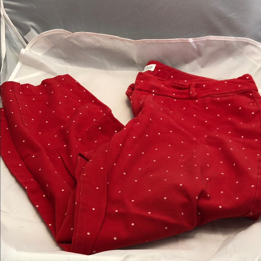 Old Navy Women’s Pixie Above Ankle Red Polka Dot Pants Size 14
